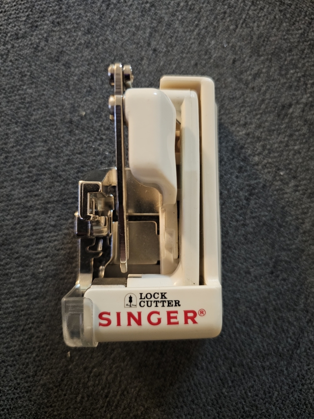 Singer Lock Cutter Sewing Presser Foot - White with Red Logo